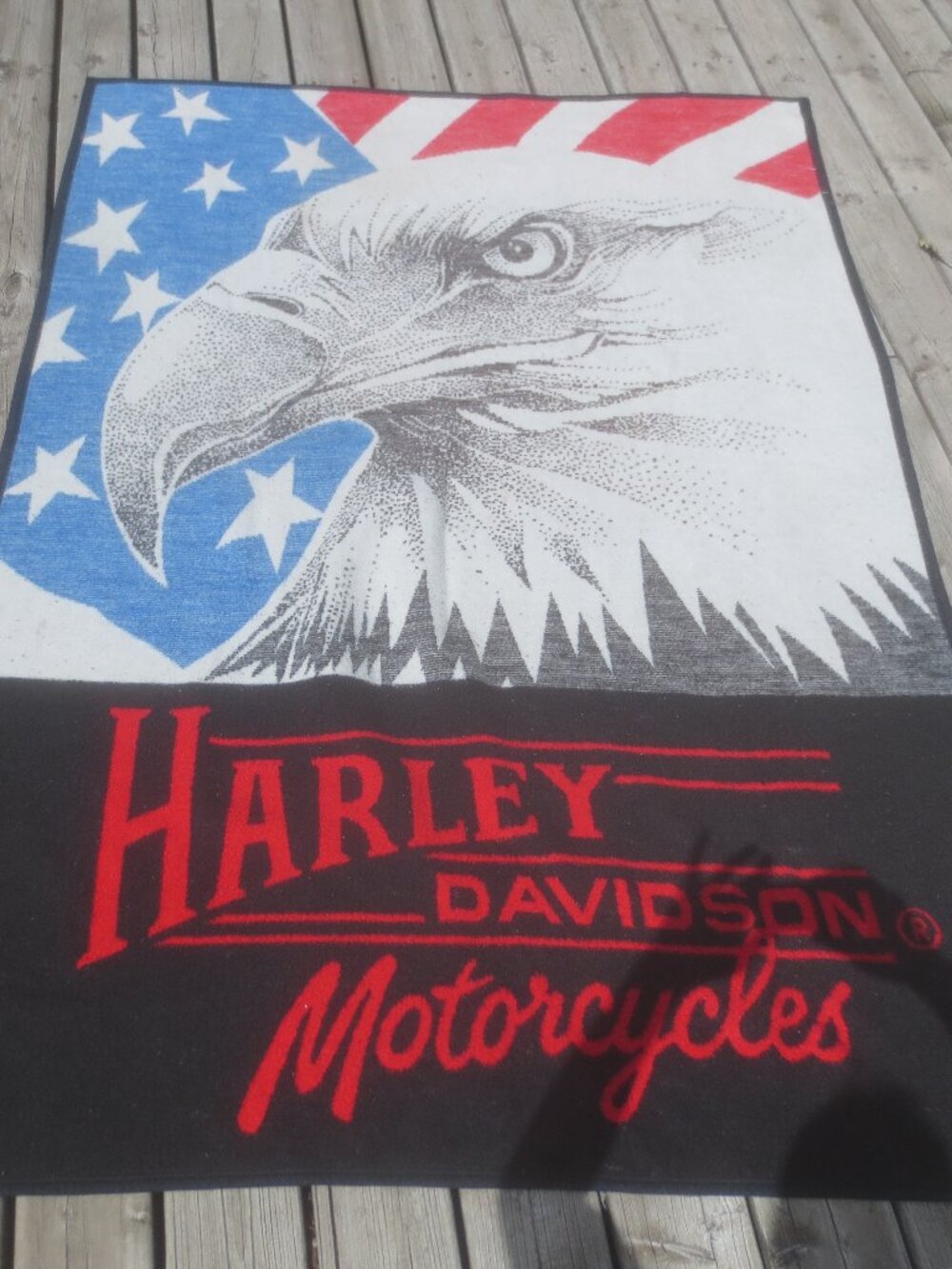 Vintage Biederlack of America Licensed Harley Davidson Fleece Blanket Throw